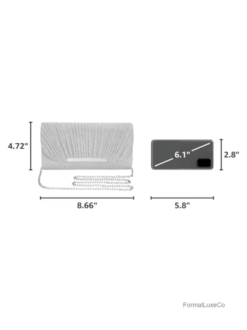Satin Sequin Clutch Evening Bag with Detachable Strap